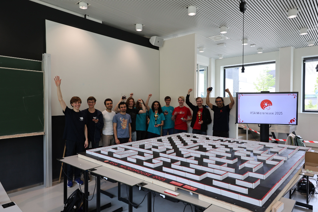 The 2024 winning MicroMouse team with the organizers